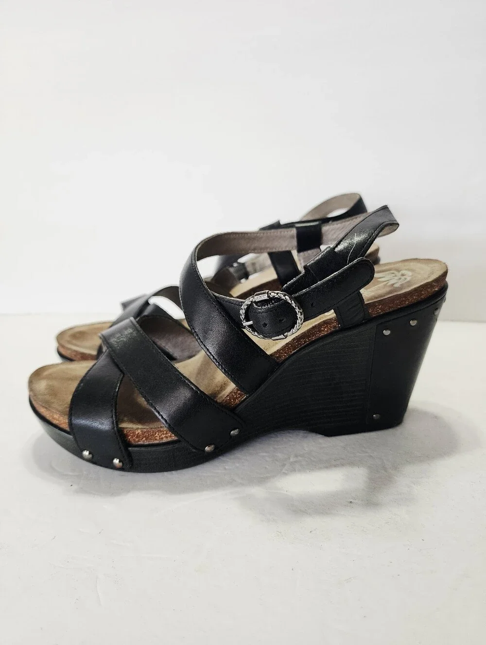 Dansko Black Frida Wedge Sandals Size 40